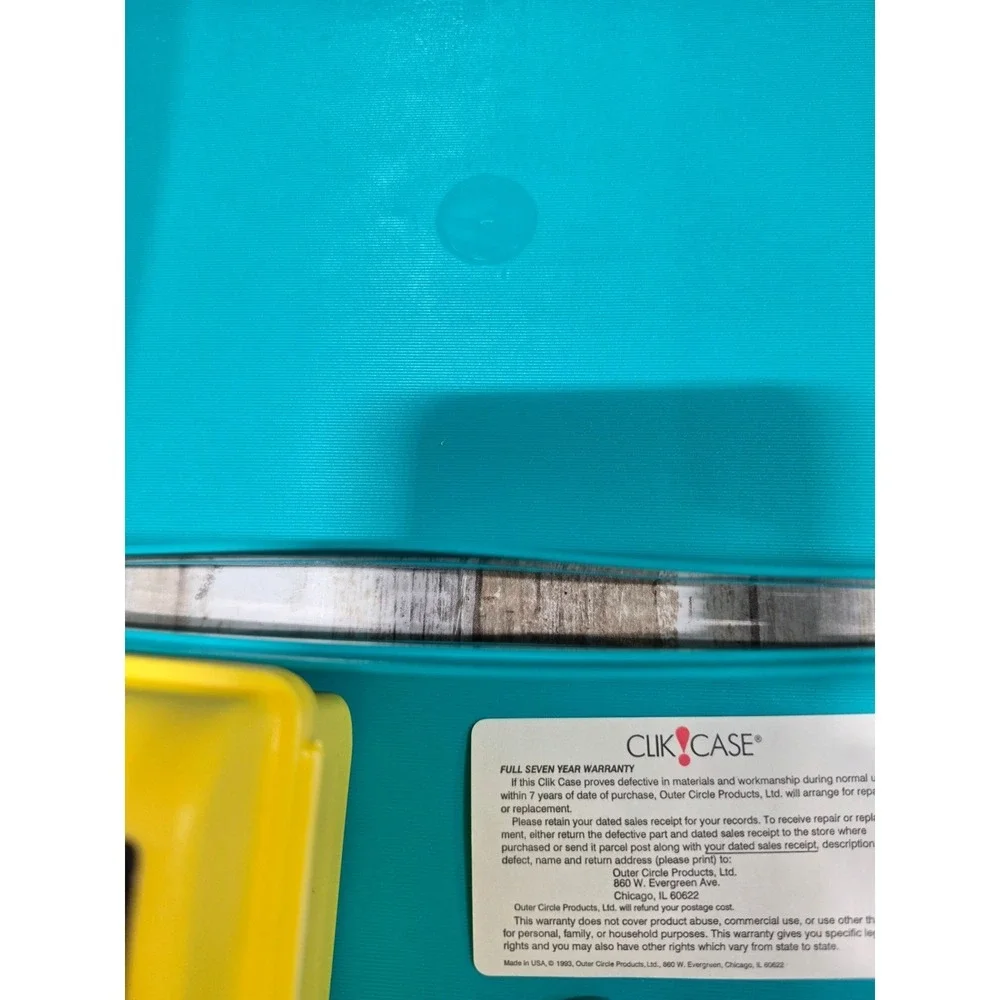 Vintage 1993 Clik Case Lunch Box Teal Yellow Clik Cooler Set Retro 90s USA Made